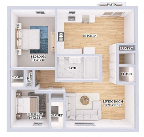 a floor plan of a house with a bedroom and a living room